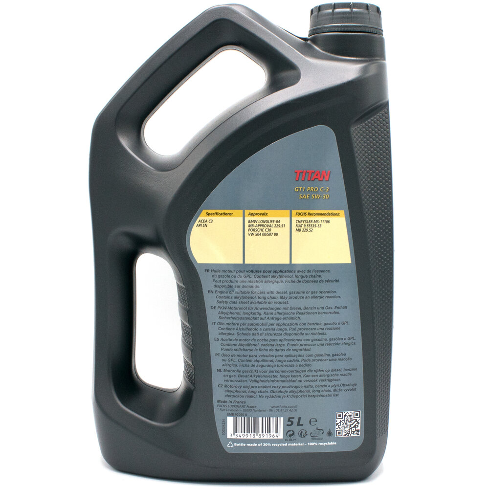 Fuchs Titan GT1 Pro C-3 SAE 5W30 Motorolie 5 Liter 601889196 (3)