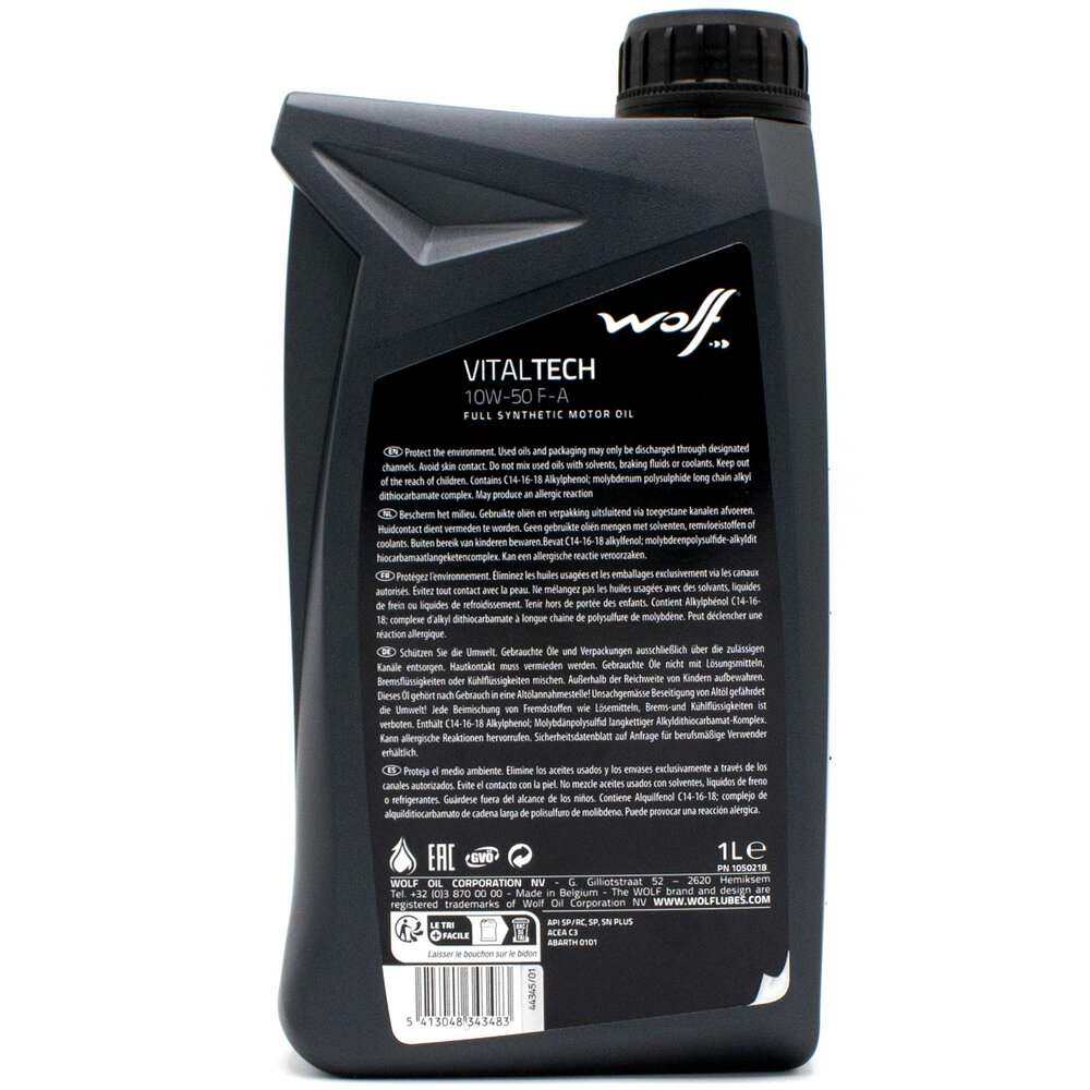 Wolf Vitaltech 10W50 F-A Fiat Abarth 0101 Motorolie 1 Liter 1050218 (3)
