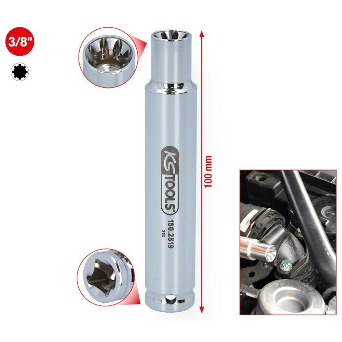 KS Tools 3-8 Inch Speciale Dop Aanzuigbuis Mercedes Nissan Opel Renault 150.2519 (2)