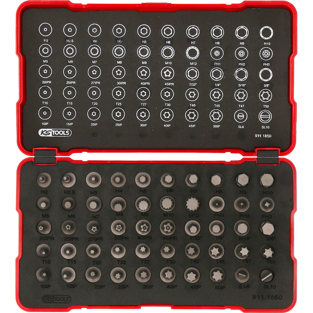 KS Tools 1/4&quot; Extra Korte Bit-Dopsleutelset 50-Delig 911.1850 (4)