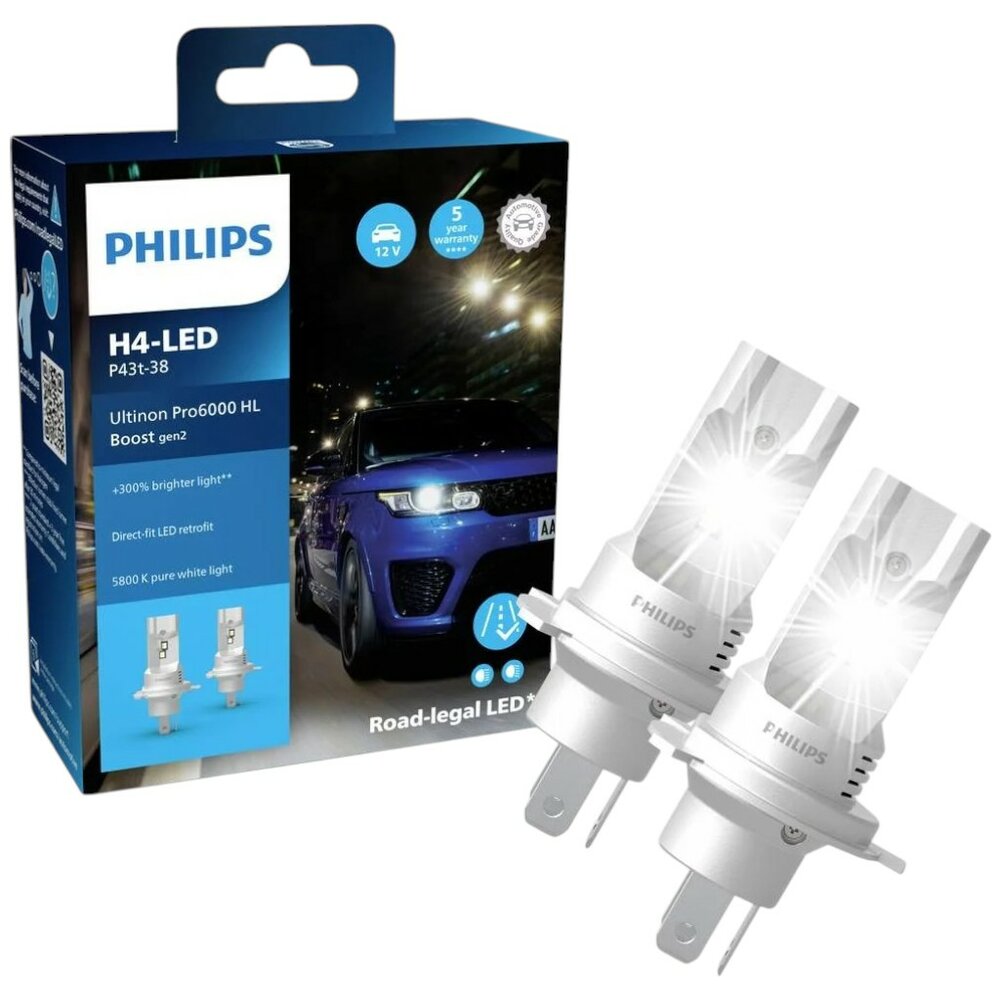 Philips H4-LED Ultinon Pro6000 Boost Gen2 LED Lampen 11342U60B2X2