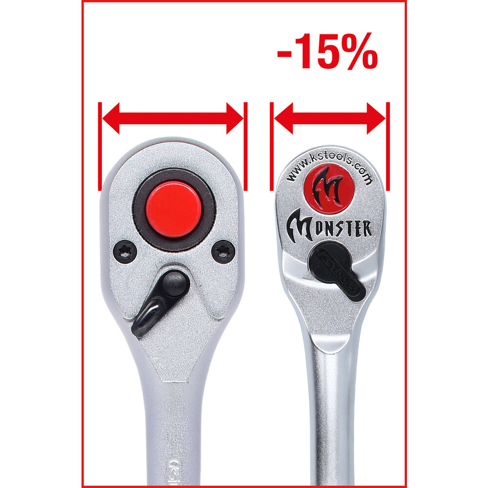 KS Tools Monster 1/4&quot; + 1/2&quot; Omschakelbare Ratel Set 935.0002 (12)