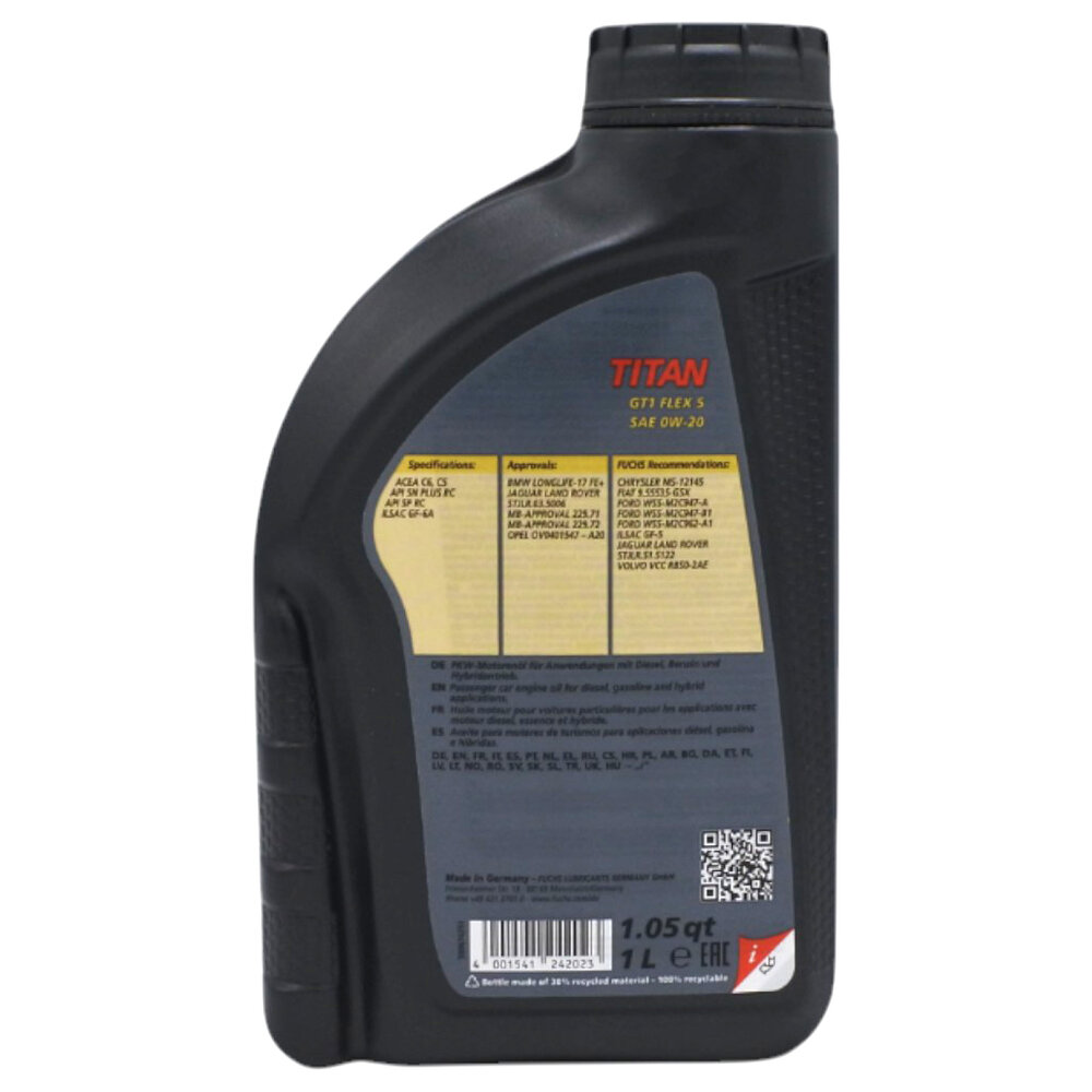 Fuchs Titan GT1 Flex 5 SAE 0W20 Motorolie 1 Liter 602007742 (3)