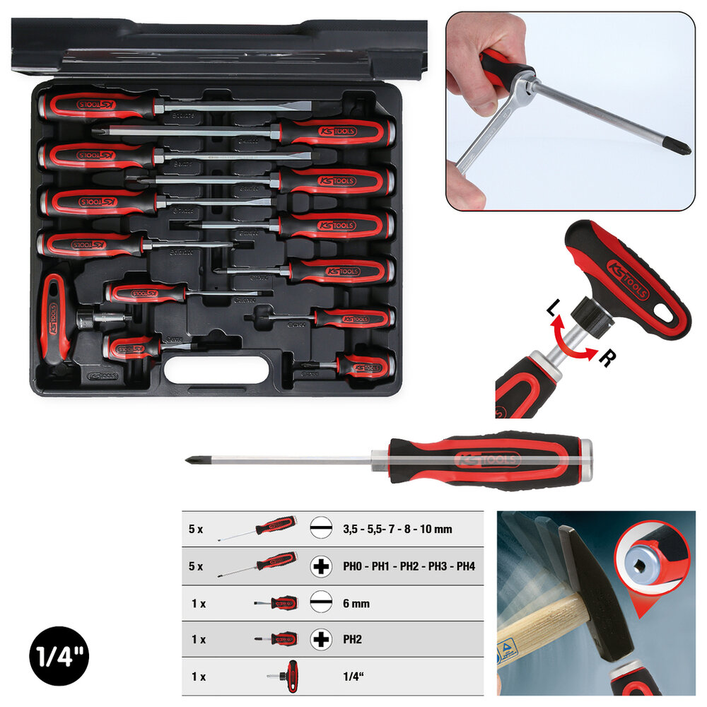 KS Tools ERGOTORQUEmax Schroevendraaierset met Slagkap 13-delig 151.1150 (2)