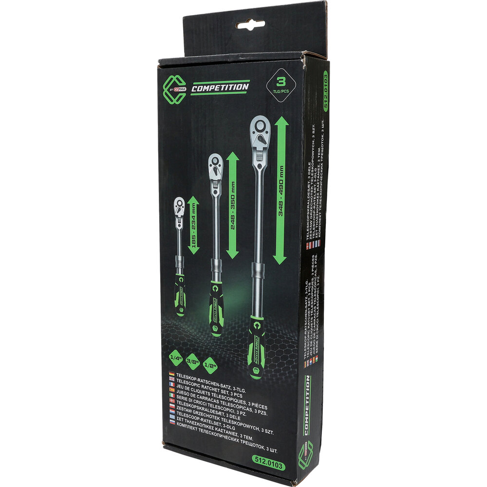 Competition Telescoop-ratel Set 1/4&quot;+3/8&quot;+1/2&quot; 3-delig 512.0103 (12)