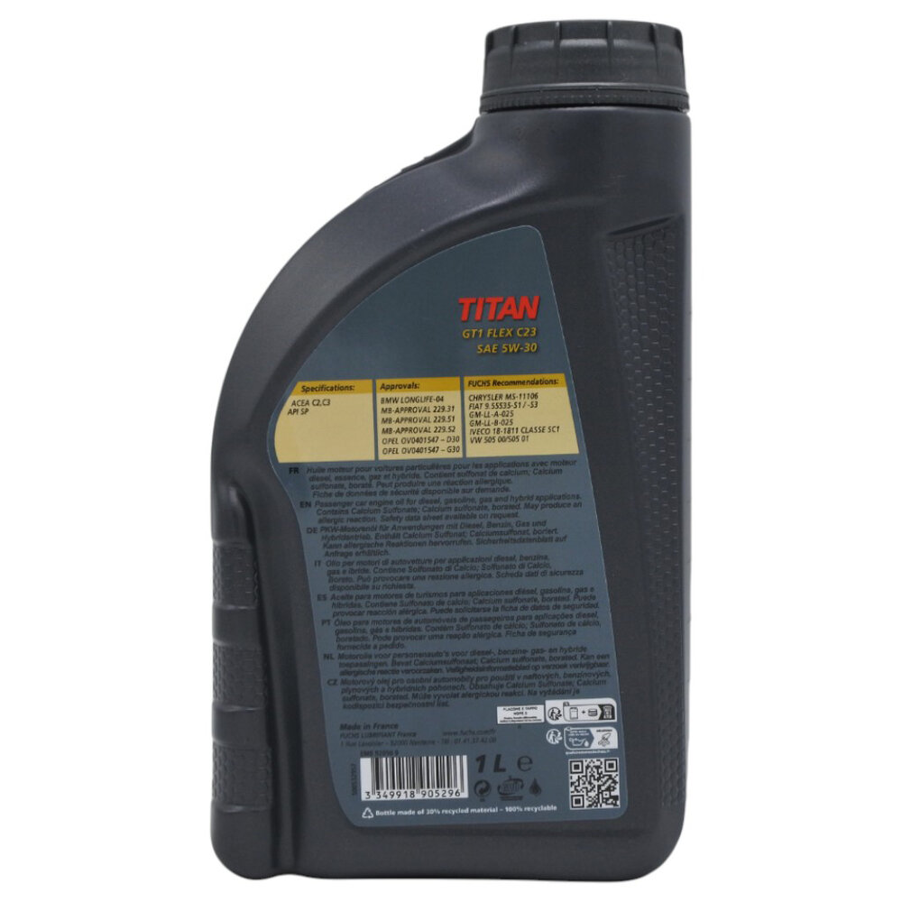 Fuchs Titan GT1 Flex C23 SAE 5W30 BluEV Motorolie 1 Liter 602007414 (2)