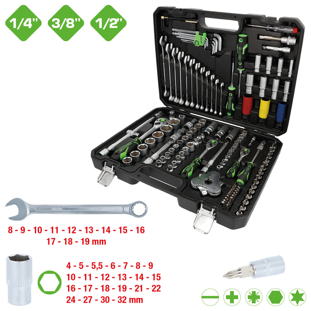 Competition 1/4&quot; + 3/8&quot; + 1/2&quot; Dopsleutelset 132-delig 512.0132 (2)