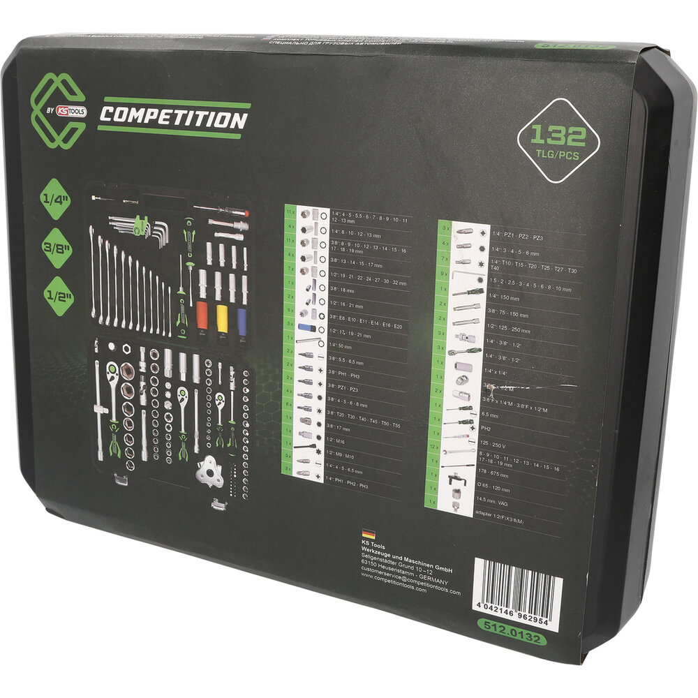 Competition 1/4&quot; + 3/8&quot; + 1/2&quot; Dopsleutelset 132-delig 512.0132 (8)