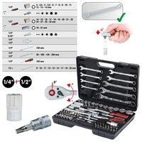 KS Tools Doppenset 1/4&Prime; + 1/2&Prime; Steek-Ringsleutels 82-delig 911.0682 (2)
