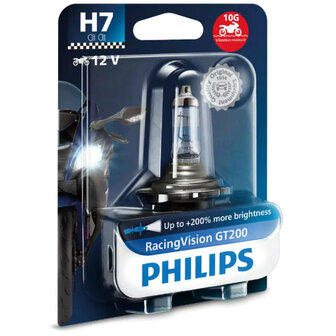 Philips H7 RacingVision GT200 Moto 55W 12V Motorkoplamp 12972RGTBW