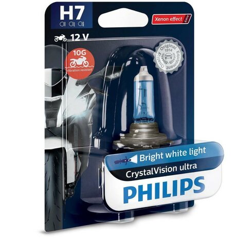 Philips H7 CrystalVision Ultra Moto 55W 12V Motorkoplamp 12972CVUBW