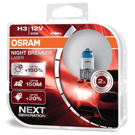 Osram H3 Night Breaker Laser +150% Autolampen 64151NL-HCB