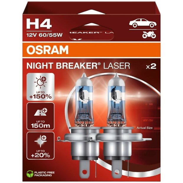 Osram H4 Night Breaker Laser +150% Autolampen 64193NL-2HB