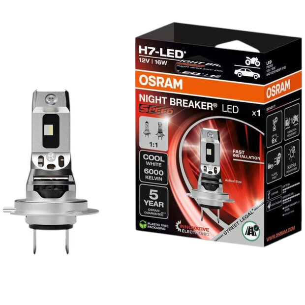 Osram H7-LED Night Breaker LED Speed 64210DWNBSP-1HB Motorfiets Lamp
