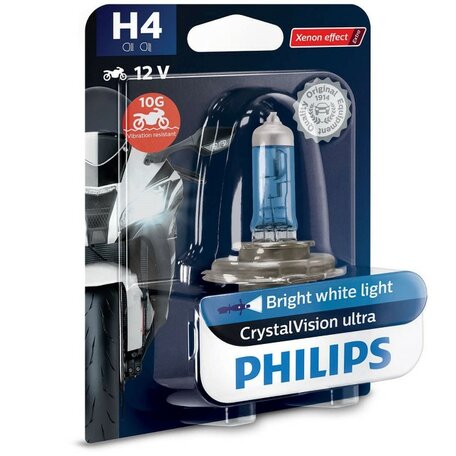 Philips H4 CrystalVision Ultra Moto 60/55W 12V Motorkoplamp